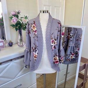 Relipop Floral Print Kimono Blouse
